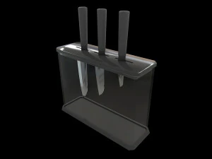 Knife Set With Glass Holder 3D Model