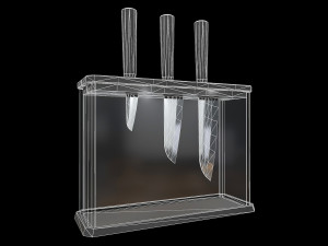 Knife Set With Glass Holder 3D Model