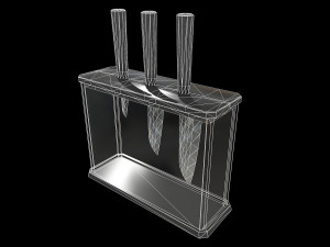 Knife Set With Glass Holder 3D Model