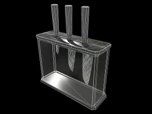Knife Set With Glass Holder 3D Model