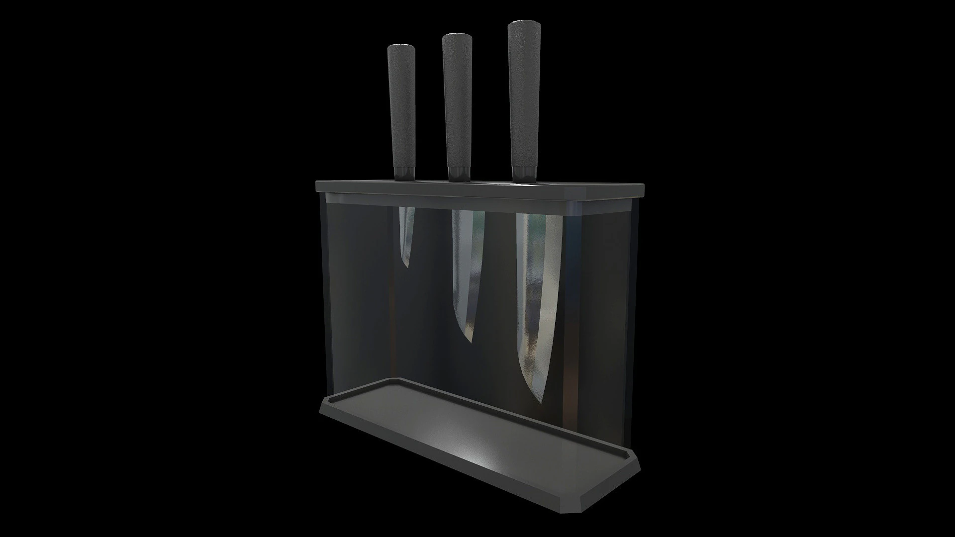 Knife Set With Glass Holder 3D Model .c4d .max .obj .3ds .fbx .stl .blend