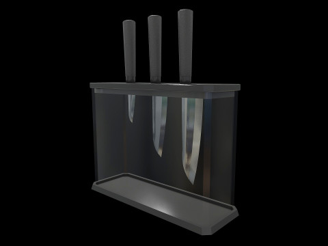 Knife Set With Glass Holder Model 3D