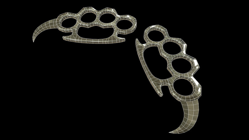 Karambit Brass Knuckles 3D Model .c4d .max .obj .3ds .fbx .stl .blend