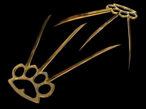 Brass Knuckles With Knife Claws 3D Model