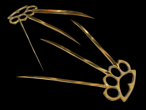 Brass Knuckles With Knife Claws Model 3D