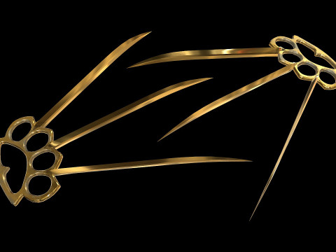 Brass Knuckles With Knife Claws Model 3D