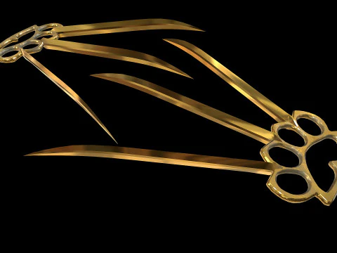 Brass Knuckles With Knife Claws 3D Model