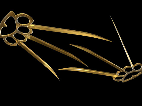 Brass Knuckles With Knife Claws Model 3D