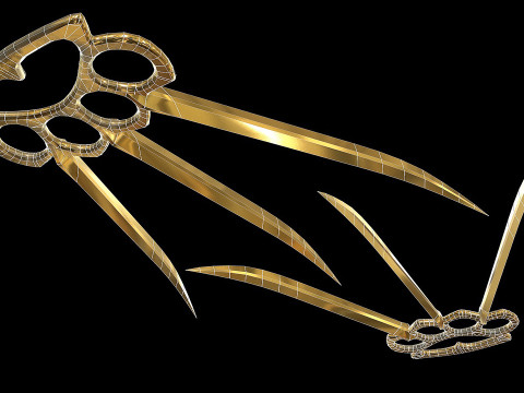 Brass Knuckles With Knife Claws Model 3D