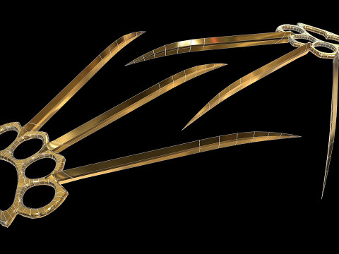 Brass Knuckles With Knife Claws Model 3D