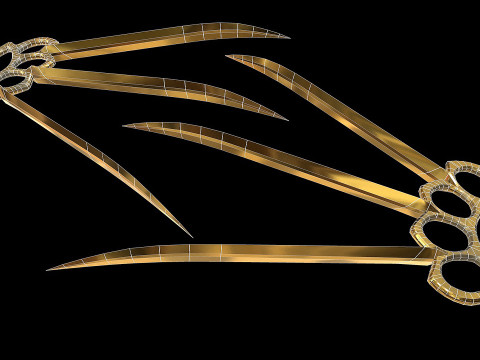 Brass Knuckles With Knife Claws Model 3D