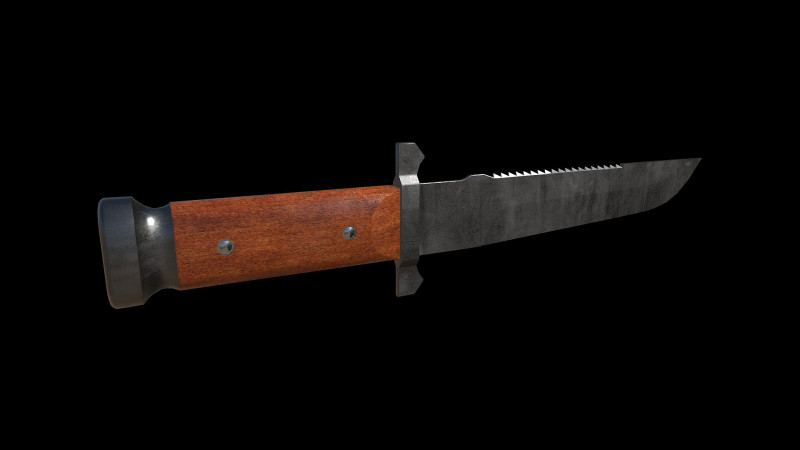 AB-0200 Military Combat Knife Replica 3D Model .c4d .max .obj .3ds .fbx .stl .blend