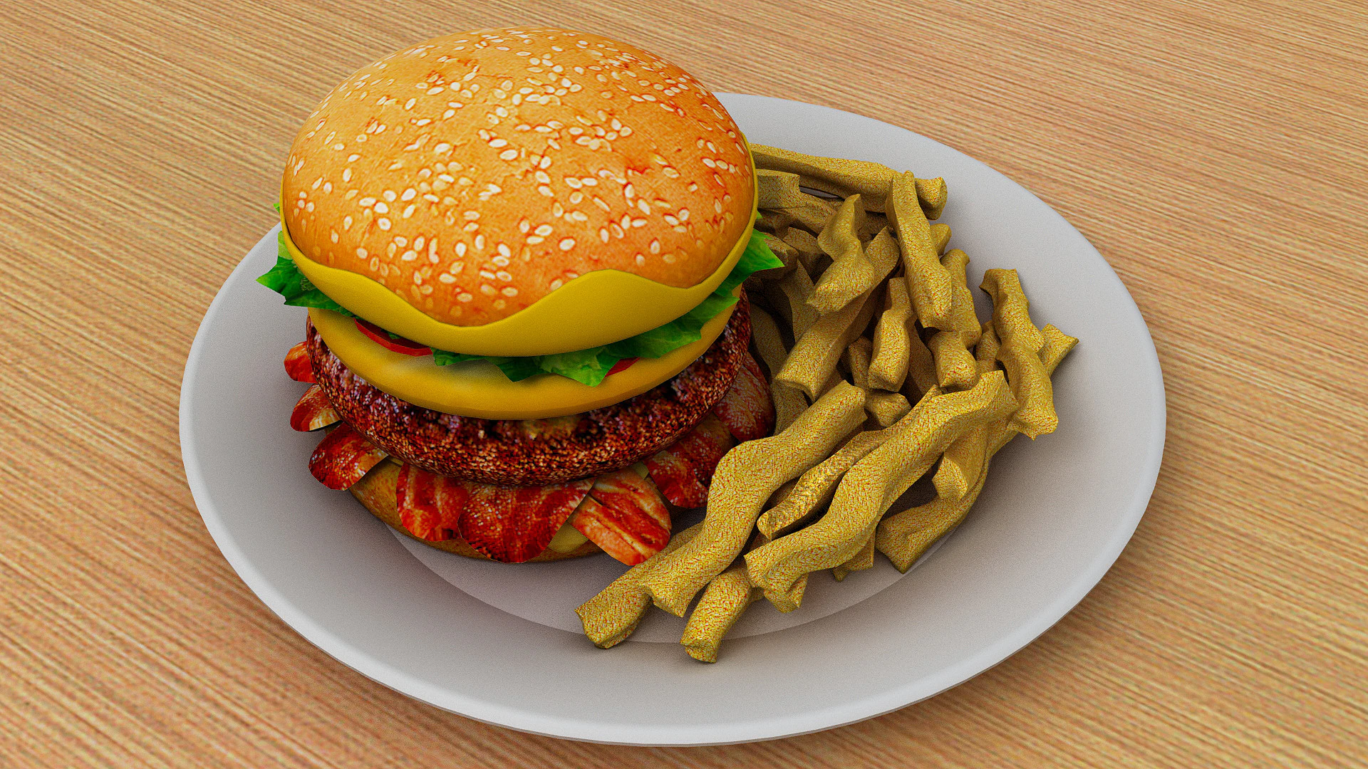 Cheeseburger with Egg 3D Model .c4d .max .obj .3ds .fbx .stl .blend 
