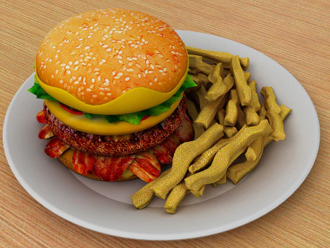 Yumurtalı &ccedil;izburger 3D Model