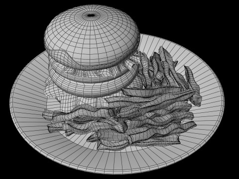 अंडे के साथ चीज़बर्गर 3D मॉडल