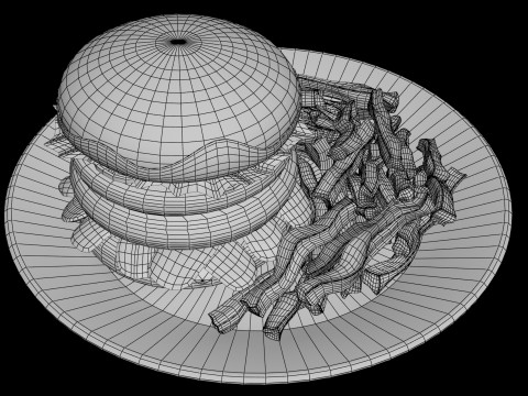 अंडे के साथ चीज़बर्गर 3D मॉडल