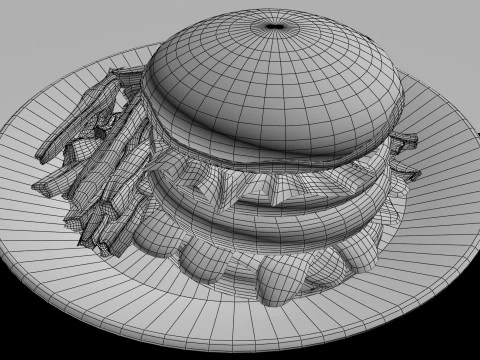 Cheeseburger with Egg 3D Model