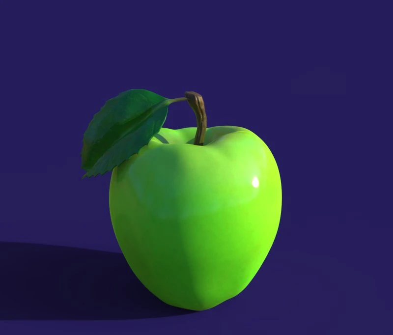 Green Apple 3D Model .c4d .max .obj .3ds .fbx .stl .blend 