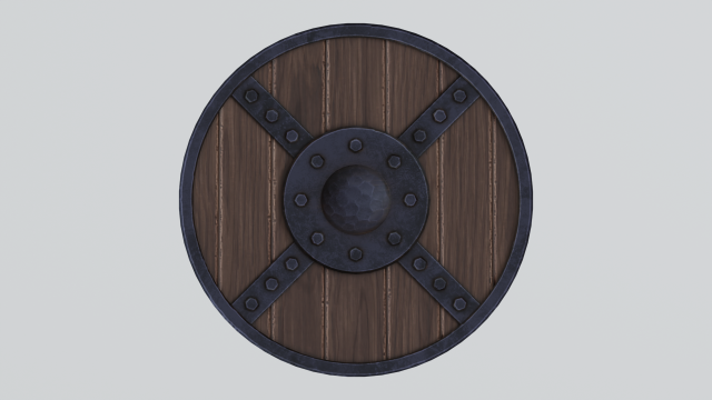 Medieval round wooden shield 3Dモデル .c4d .max .obj .3ds .fbx .stl .blend 