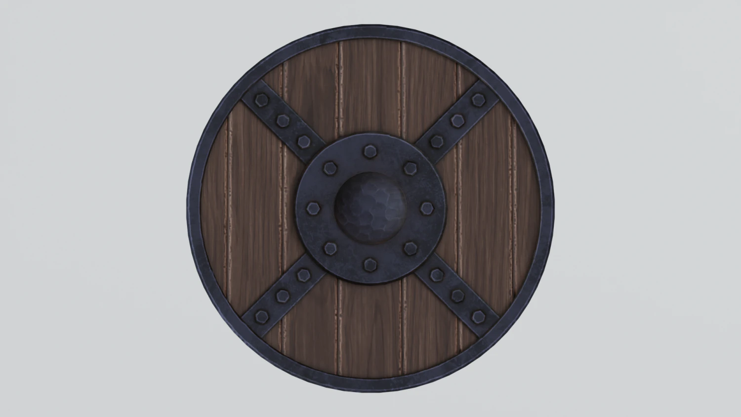 Medieval round wooden shield 3D Model .c4d .max .obj .3ds .fbx .stl .blend 