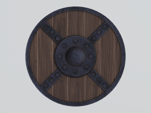 Medieval round wooden shield 3D Model