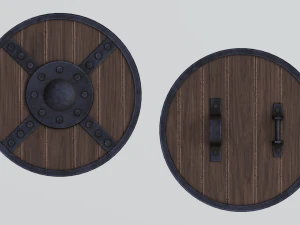Medieval round wooden shield 3D Model