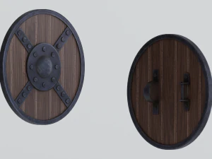 Medieval round wooden shield 3D Model