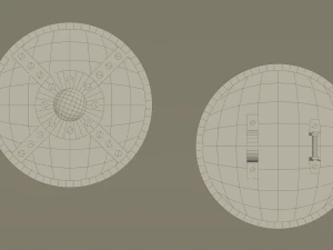 Medieval round wooden shield 3D Model