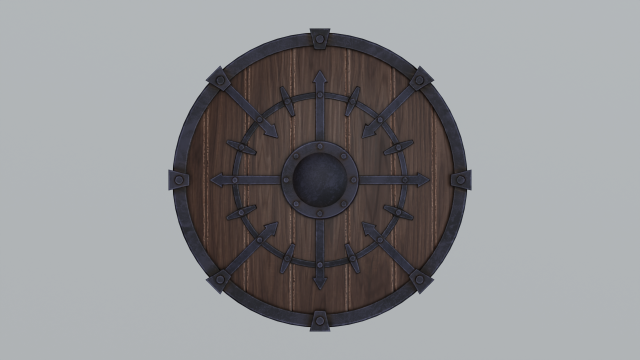 Round wooden shield Modello 3D .c4d .max .obj .3ds .fbx .stl .blend 