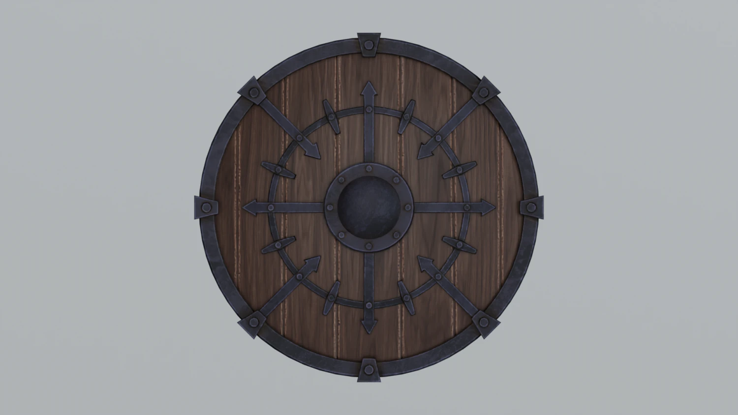 Round wooden shield 3D Model .c4d .max .obj .3ds .fbx .stl .blend