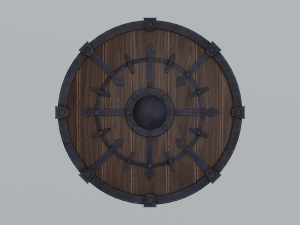 Round wooden shield 3D Model