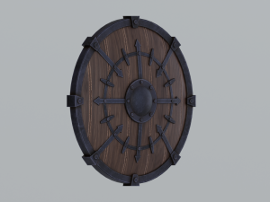 Round wooden shield Modello 3D