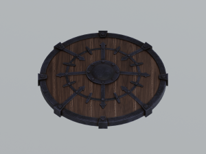 Round wooden shield Modello 3D