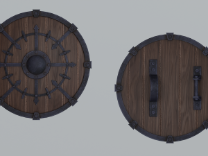 Round wooden shield Modello 3D