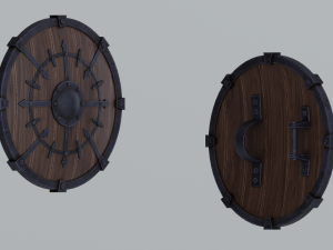 Round wooden shield Modello 3D