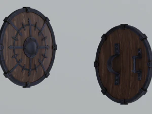 Round wooden shield 3D Model