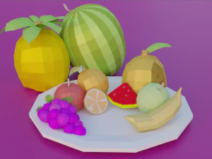 D&uuml;ş&uuml;k poli meyve paketi 3D Model