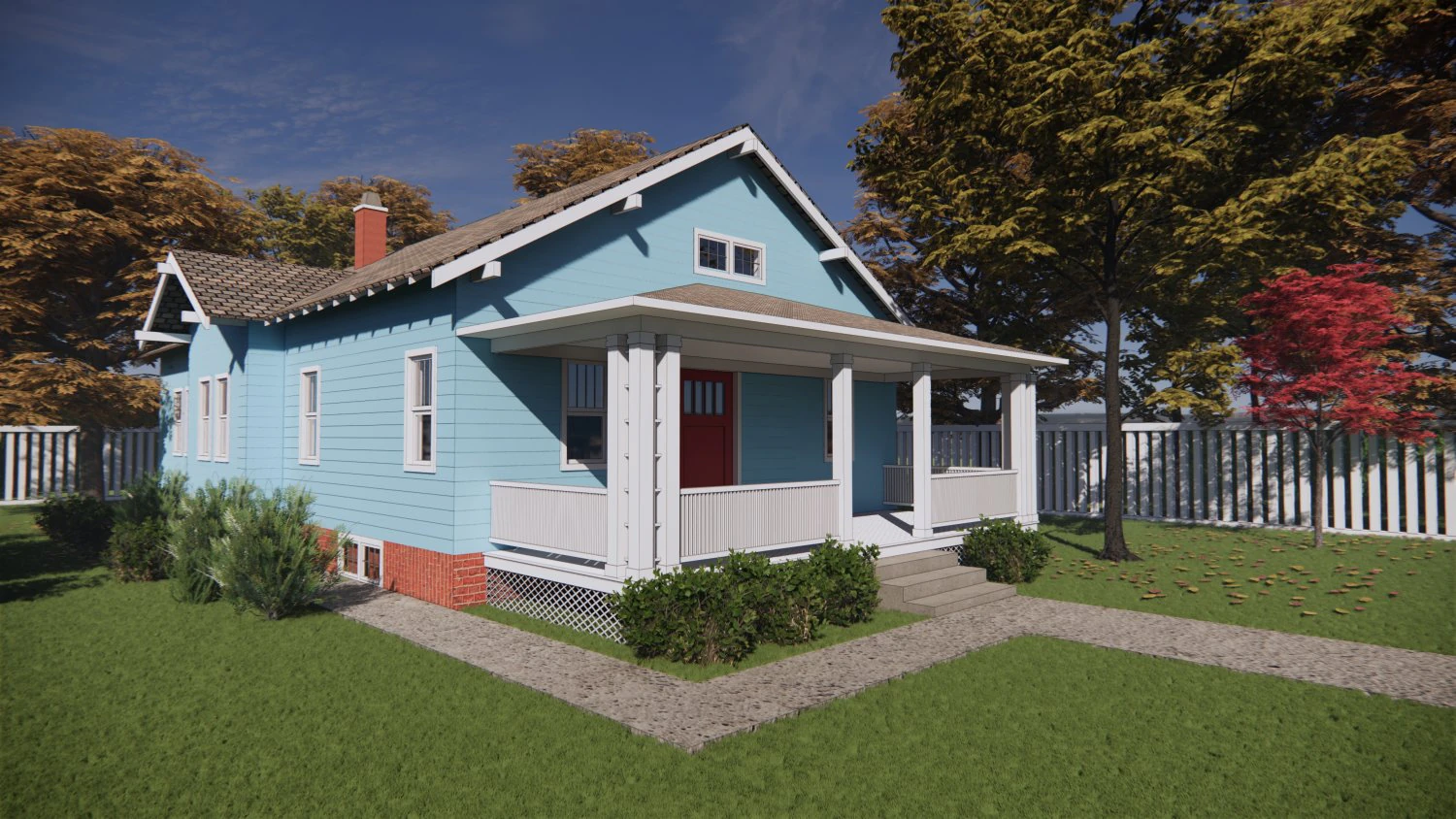 Vintage 1940s House 3D Model .c4d .max .obj .3ds .fbx .stl .blend