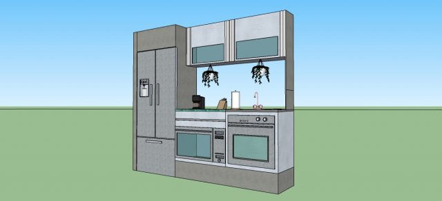 Fridge and oven - Mueble nevera con horno Modello 3D .c4d .max .obj .3ds .fbx .stl .blend 