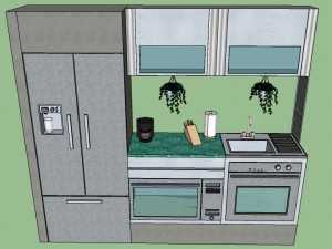 Fridge and oven - Mueble nevera con horno Modello 3D