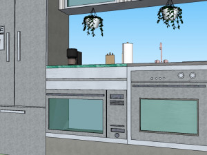 Fridge and oven - Mueble nevera con horno Modello 3D
