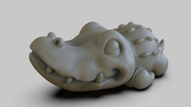 Alligator chibi 3D Print Model .c4d .max .obj .3ds .fbx .stl .blend 