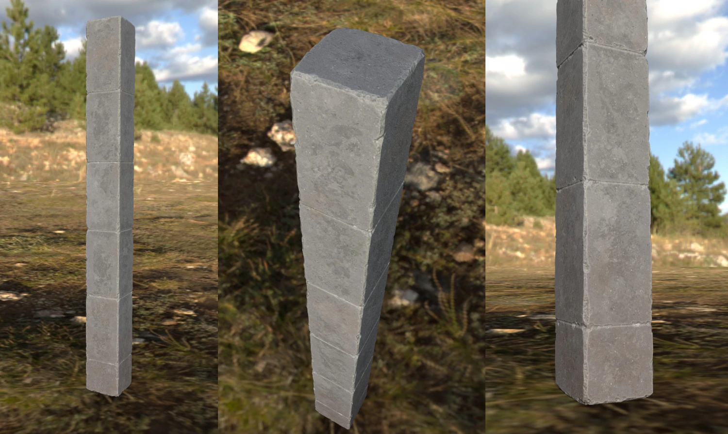 Stone Concrete Pillar 3D Model .c4d .max .obj .3ds .fbx .stl .blend 