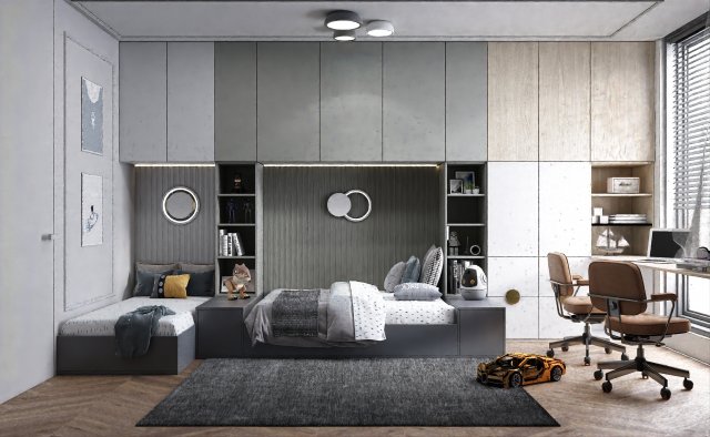 KIDS BEDROOM 3D Модель .c4d .max .obj .3ds .fbx .stl .blend 