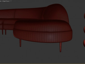 Grace Serpentine Sectional Sofa 3D Model