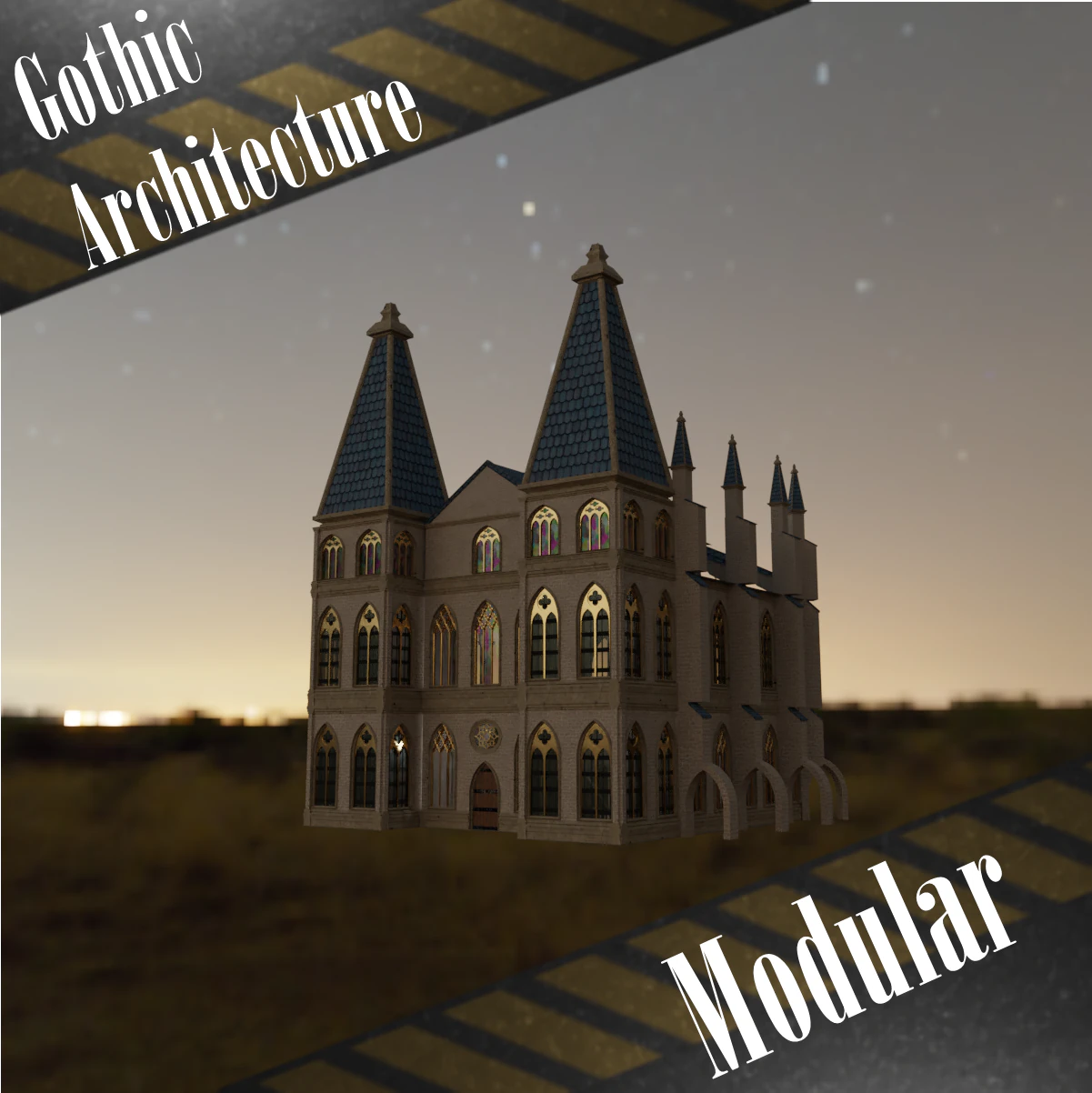 Gothic Architecture Modular 3D Model .c4d .max .obj .3ds .fbx .stl .blend 