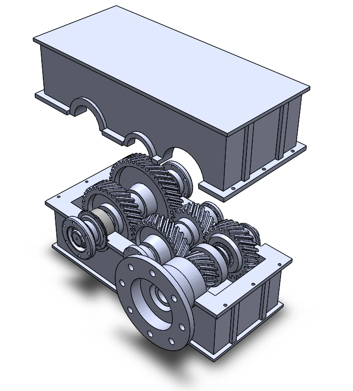 2-stage reduction gearbox 3D Model .c4d .max .obj .3ds .fbx .stl .blend 