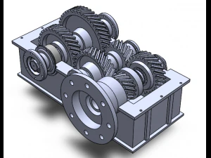 2-stage reduction gearbox 3D Model