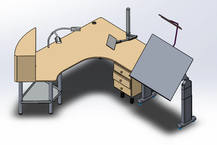 Ergonomic desk 3D Model .c4d .max .obj .3ds .fbx .stl .blend 