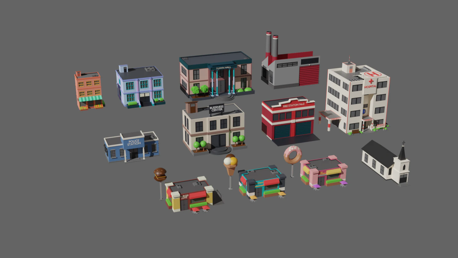 SIMPLE BUILD PACKAGE - Low Poly 3D Model .c4d .max .obj .3ds .fbx .stl .blend 